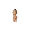 Ensemble 2 pièces en dentelle grande taille, top à bretelles et shorty couleur taupe 